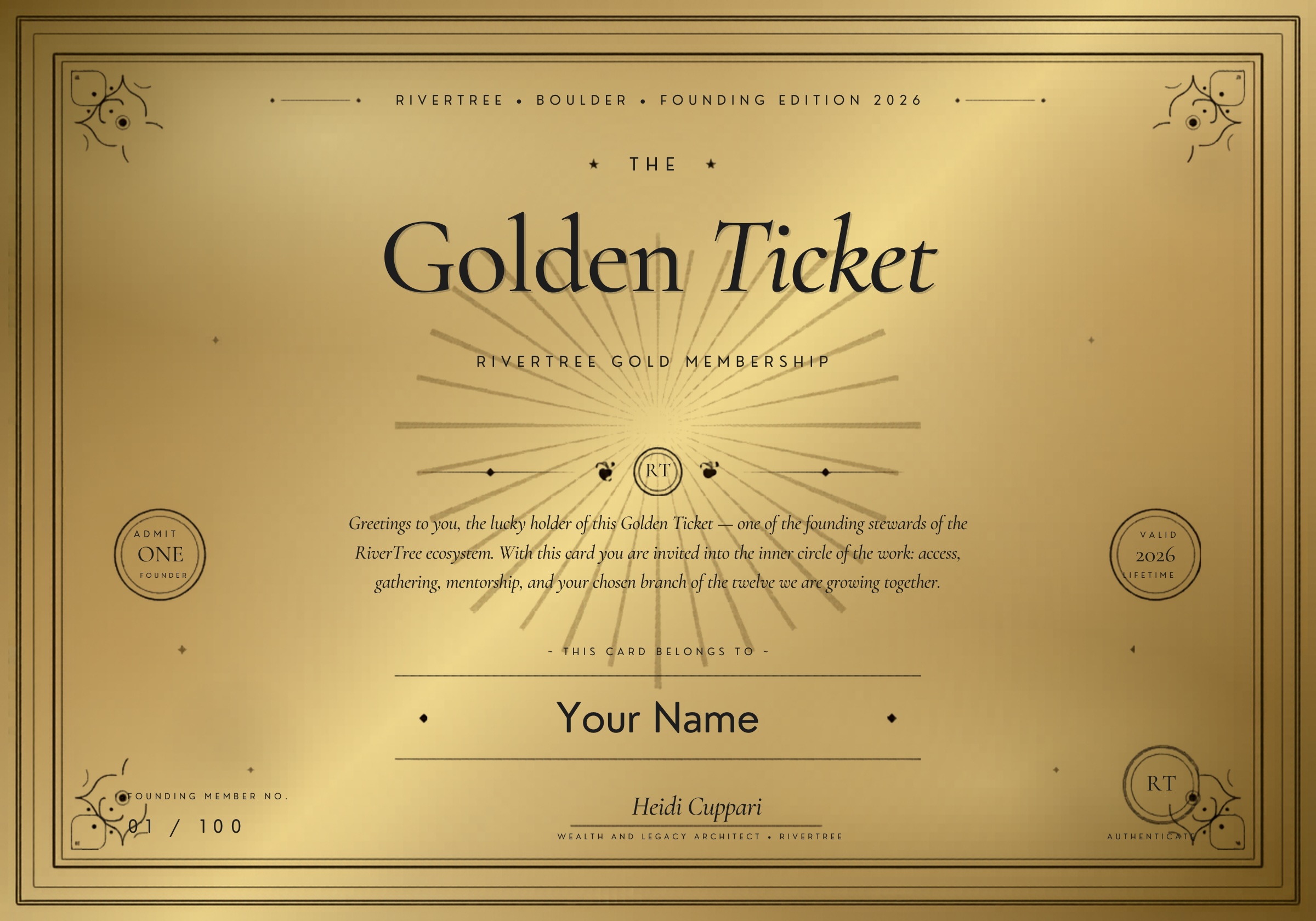 The Golden Ticket — RiverTree Gold Membership, Founding Edition 2026